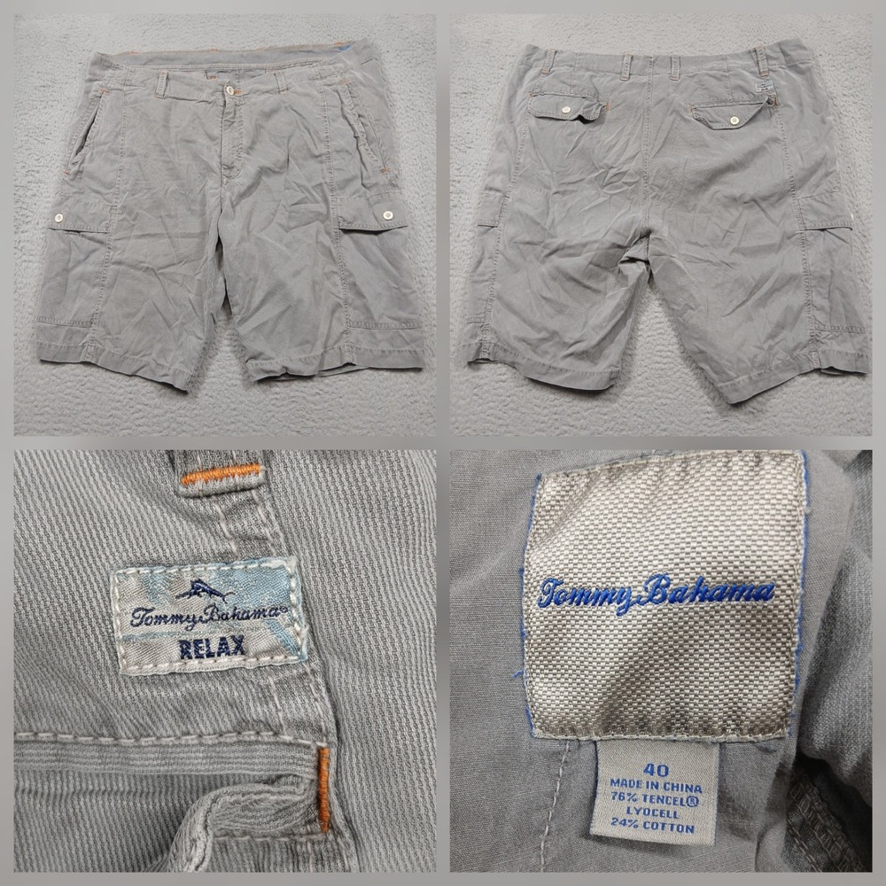 Tommy Bahama Relax Cargo Shorts Men 40 Gray Tencel Lyocell Casual